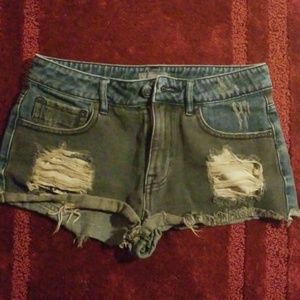 BLACK & BLUE  Destressed Jean  shorts
